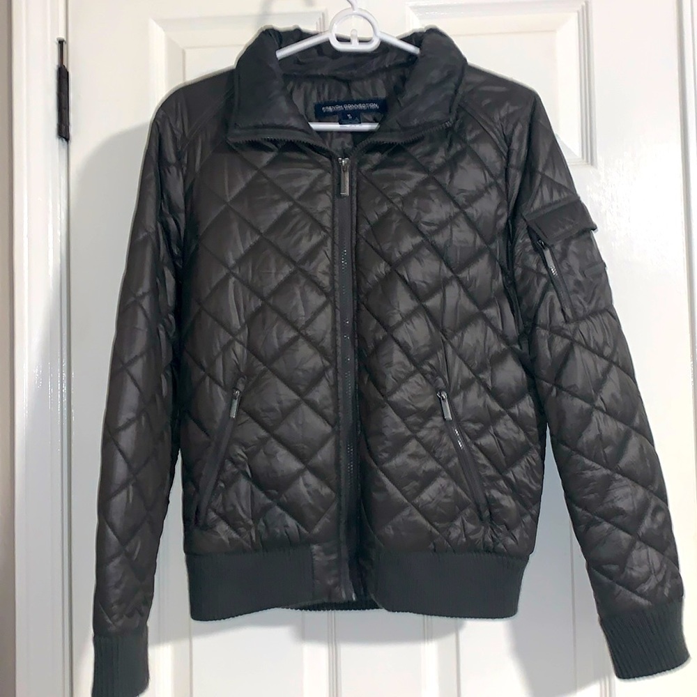 French Connection Quilted Puffer Jacket in Dark Brown